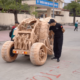 Dad builds a fantastical and functional wooden sci-fi car for kids