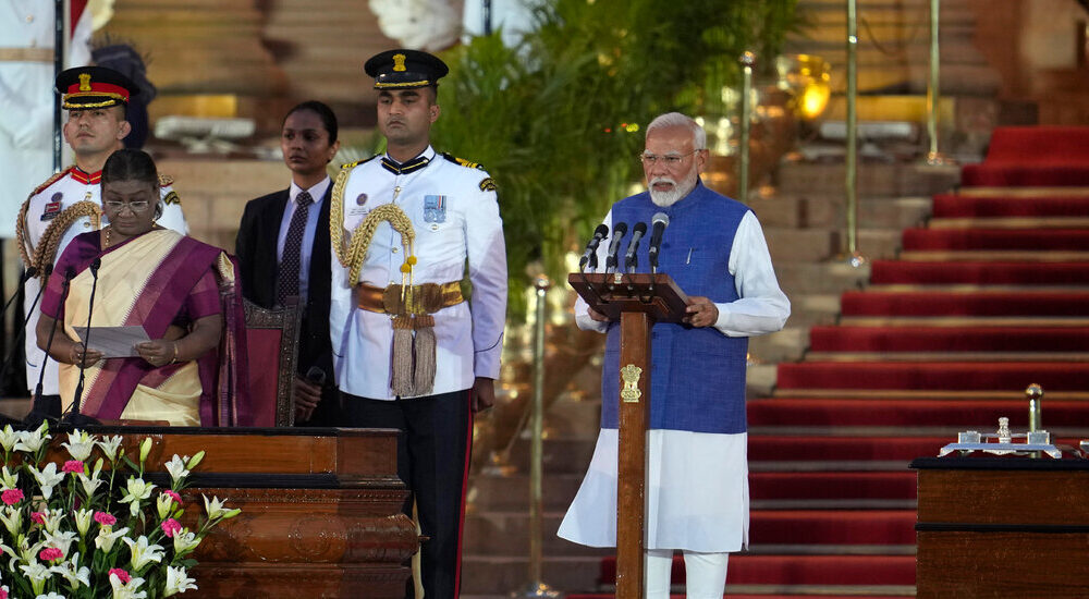 Modi, Striking a Modest Tone, Is Sworn In for a Third Term