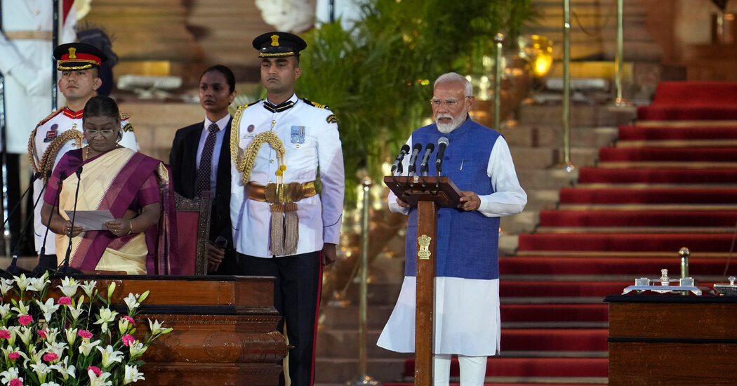 Modi, Striking a Modest Tone, Is Sworn In for a Third Term