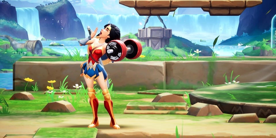 MultiVersus bored Wonder Woman weightlifting