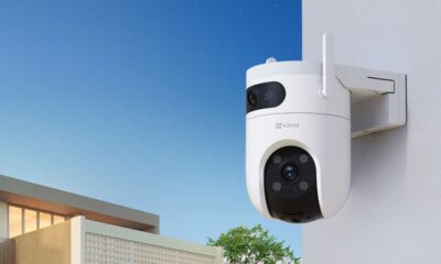 EZVIZ H9c camera on an outside wall