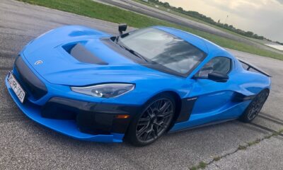 blue sportscar on a track