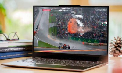 Laptop showing Spa F1 race