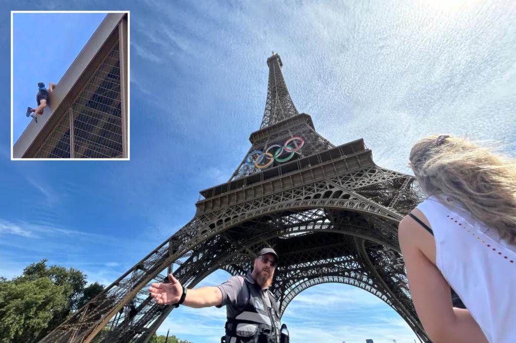 Man seen climbing the Eiffel Tower, sparks evacuation hours before Olympics closing ceremony