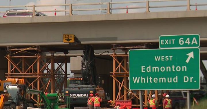 $2.3M in repairs needed to fix Whitemud overpass hit by excavator in east Edmonton - Edmonton