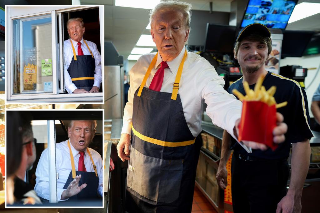 Donald Trump works at PA McDonald's to needle Kamala Harris