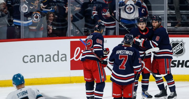 Ehlers, Perfetti each score twice as Winnipeg Jets rout Sharks 8-3 - Winnipeg