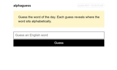 Guess a daily word with only clues as to its position in the alphabet to guide you
