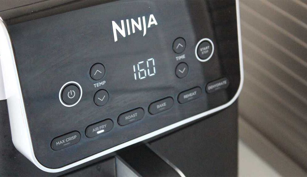 Close-up of a Ninja air fryer control panel