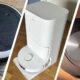 Three images of robot vacuums, taken from different angles