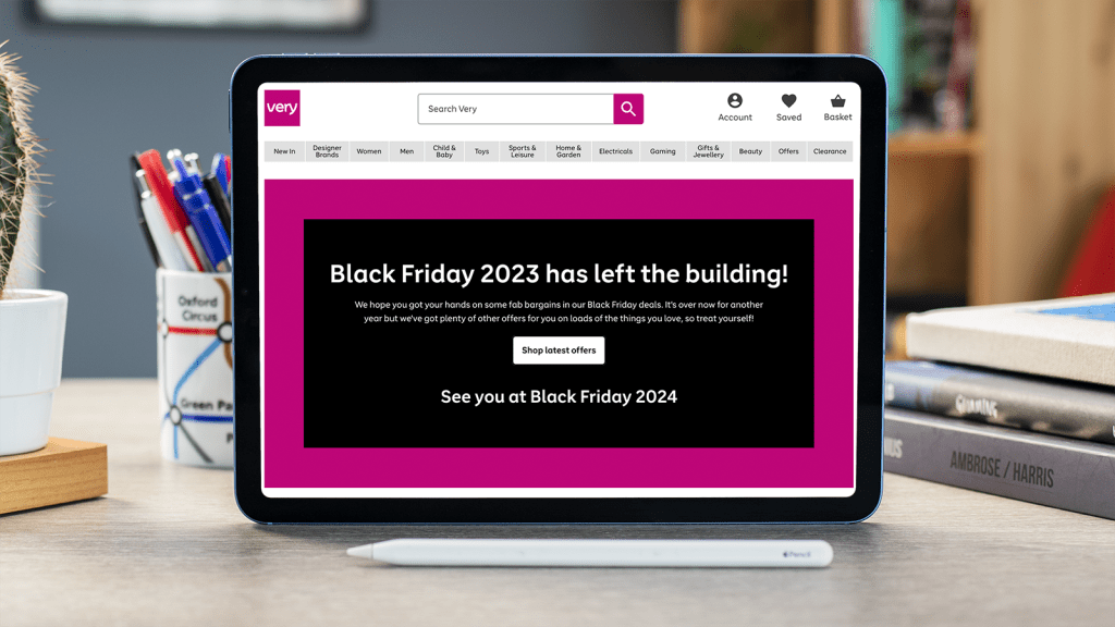 Black Friday Very page on a tablet