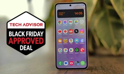 Samsung Galaxy A35 5G with Tech Advisor Black Friday Approved Deal logo next to it