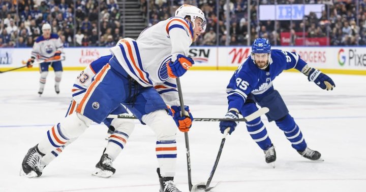 Marner scores in OT, Leafs down Oilers 4-3