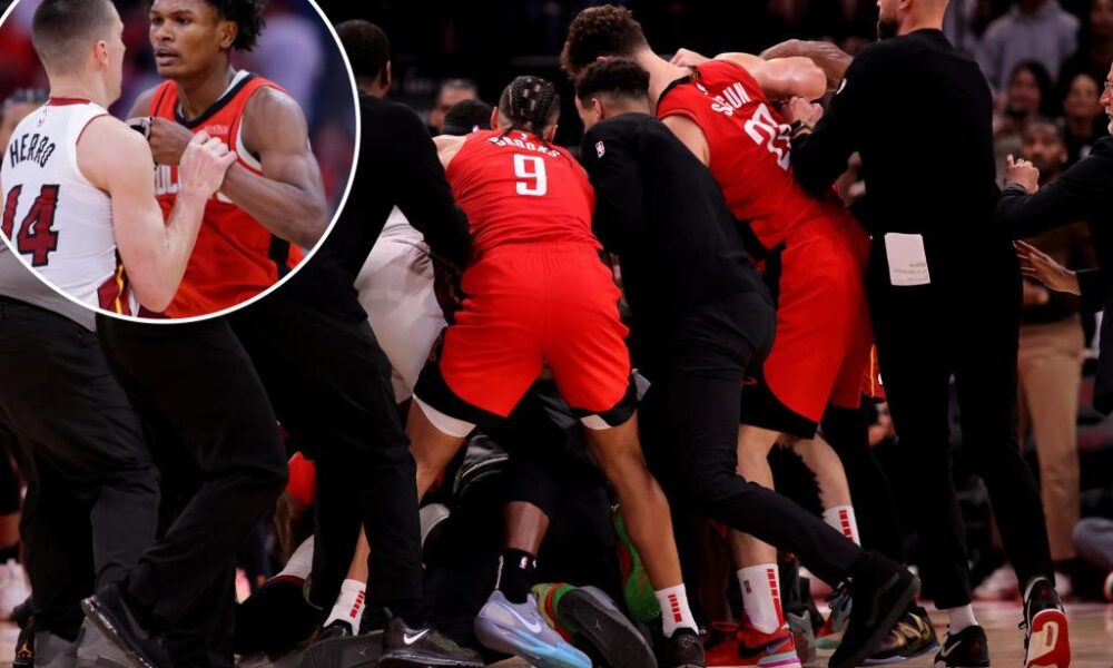 Heat-Rockets brawl explodes after Tyler Herro thrown to ground