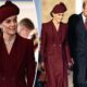 Kate Middleton returns to royal duties in monochromatic burgundy and Queen Elizabeth's pearls