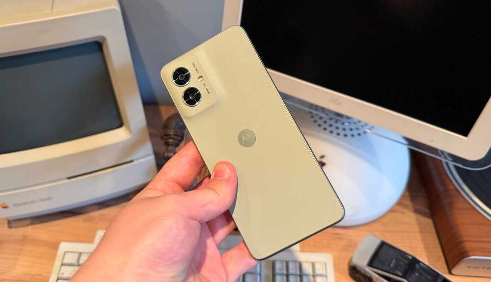 Moto G55 Rear panel at an angle