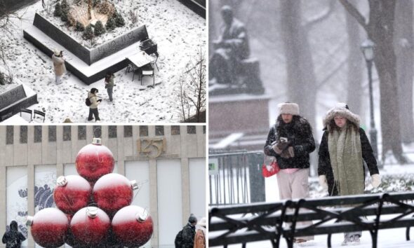 Snow falls in NYC on Christmas Eve for first time in 26 years