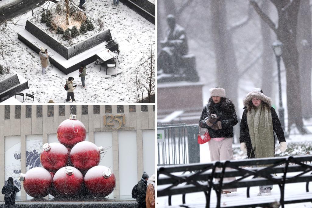 Snow falls in NYC on Christmas Eve for first time in 26 years