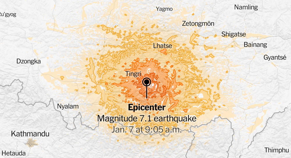 7.1-Magnitude Earthquake Strikes China’s Tibet Region Near Nepal Border