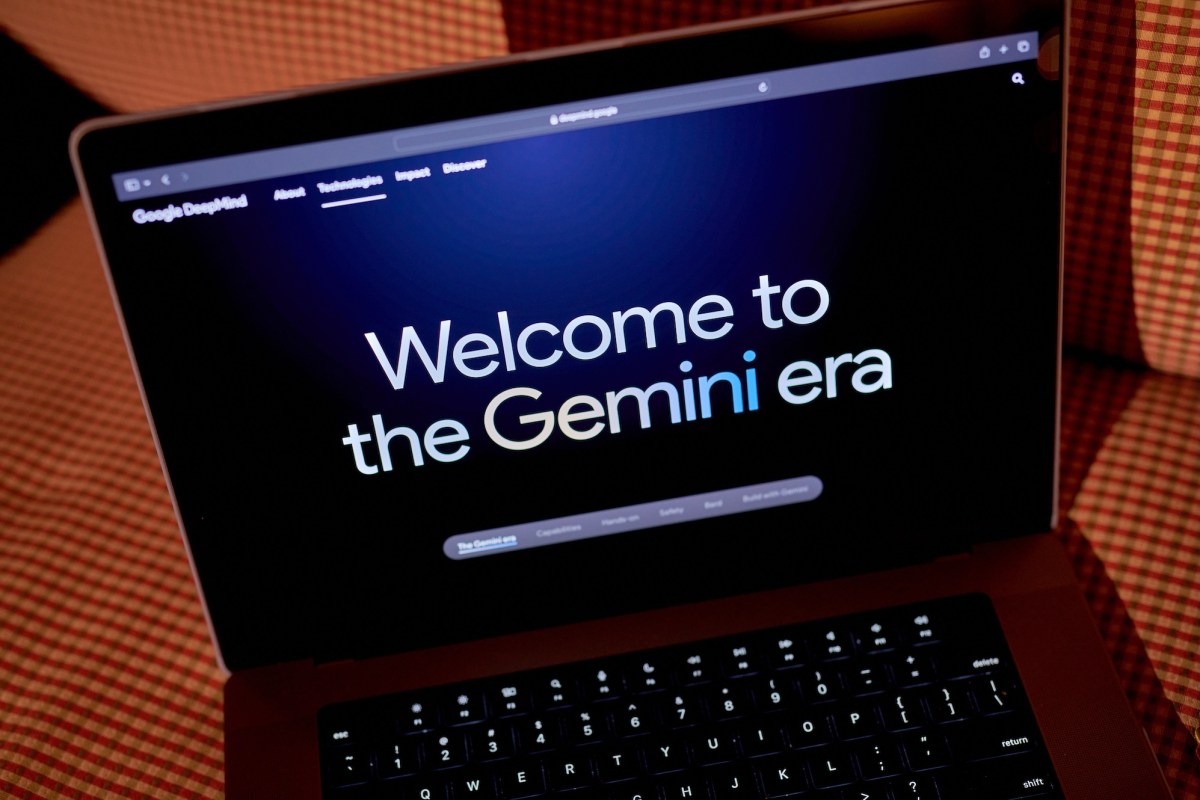 The Google DeepMind website on a laptop computer arranged in New York, US,