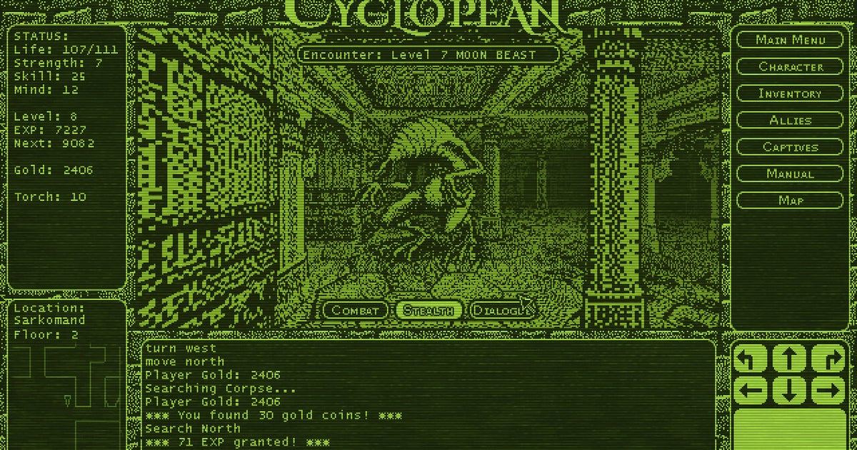 New RPG Cyclopean: The Great Abyss is a Lovecraftian Ultima homage, and I can't get torches to work