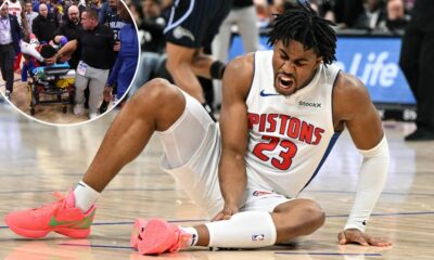 Pistons' Jaden Ivey stretchered off after brutal leg injury