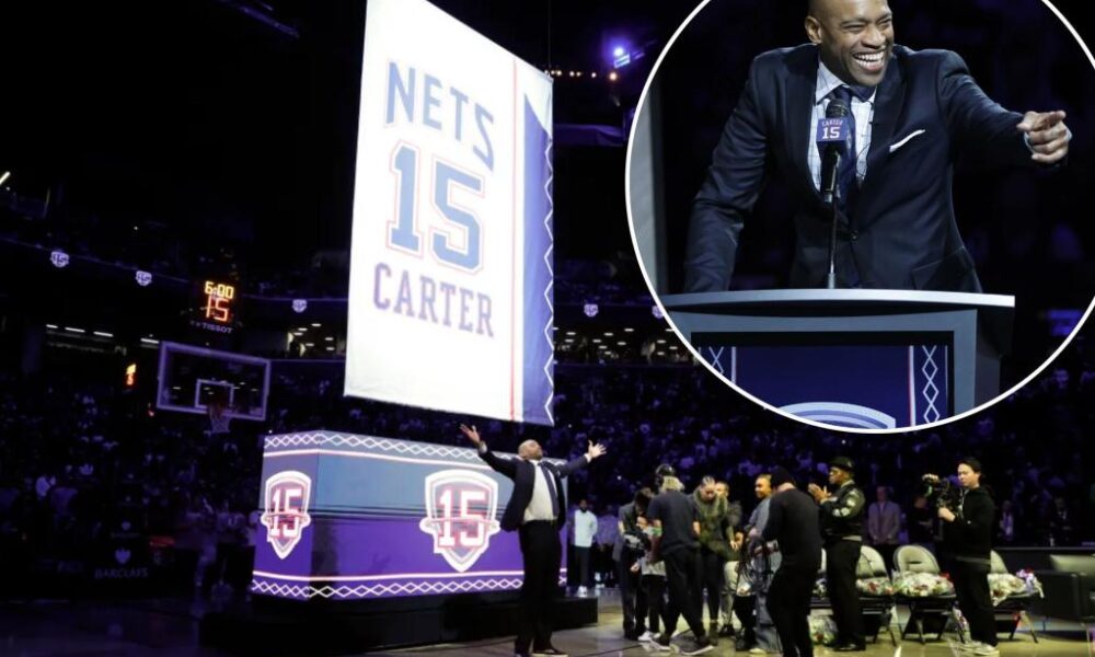 Vince Carter gets 'emotional' during Nets' jersey retirement ceremony