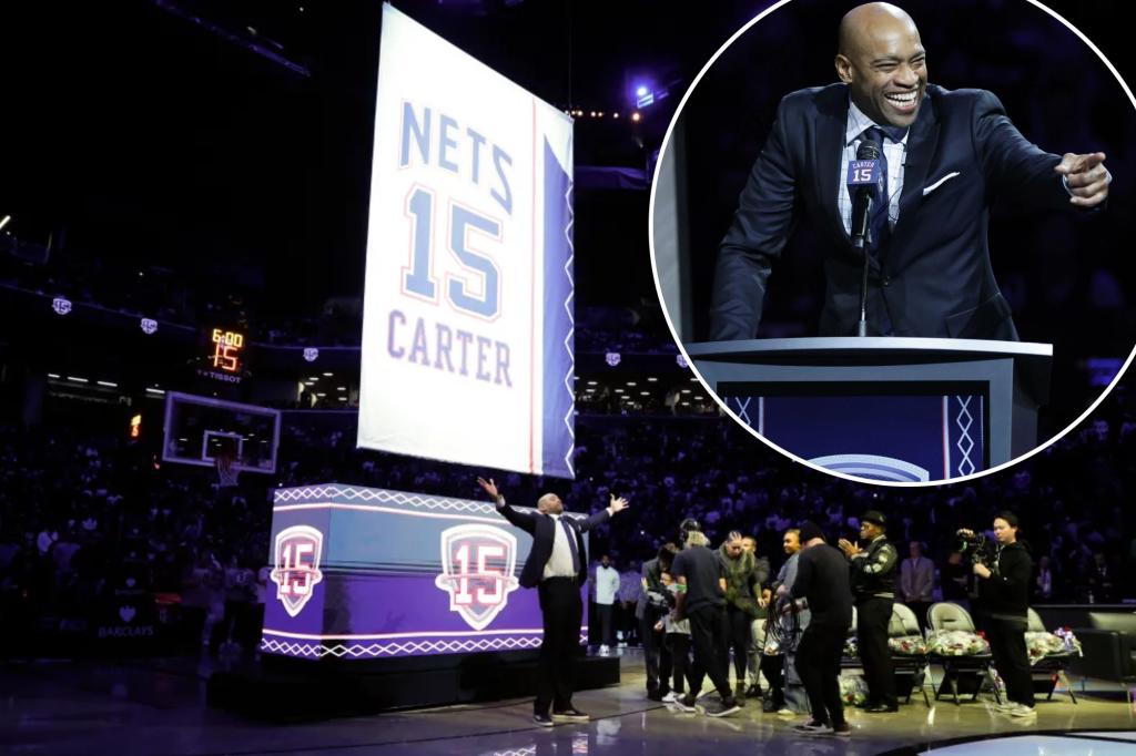 Vince Carter gets 'emotional' during Nets' jersey retirement ceremony