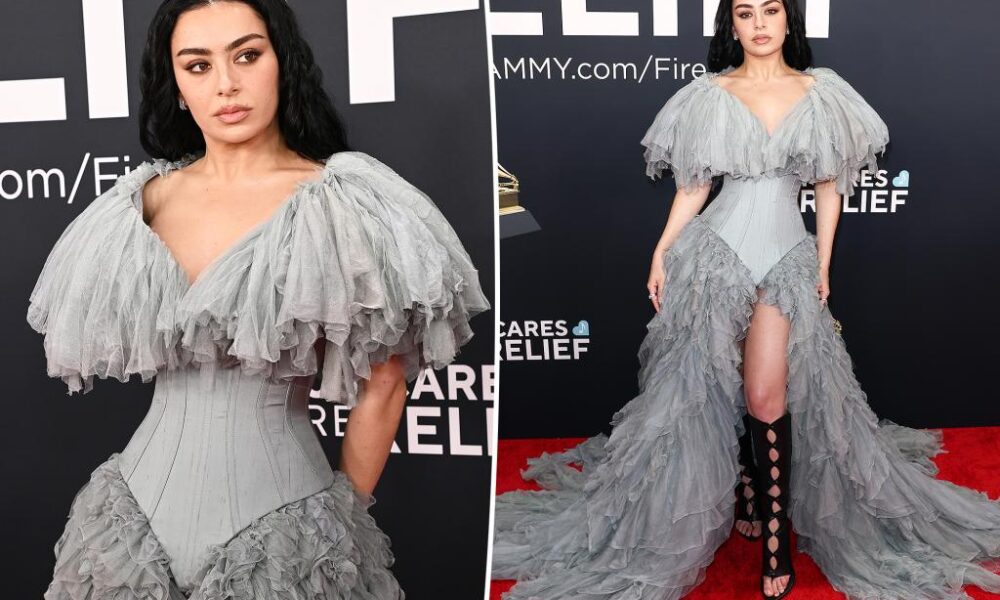 Charli XCX wears Jean Paul Gaultier couture gown on Grammys 2025 red carpet