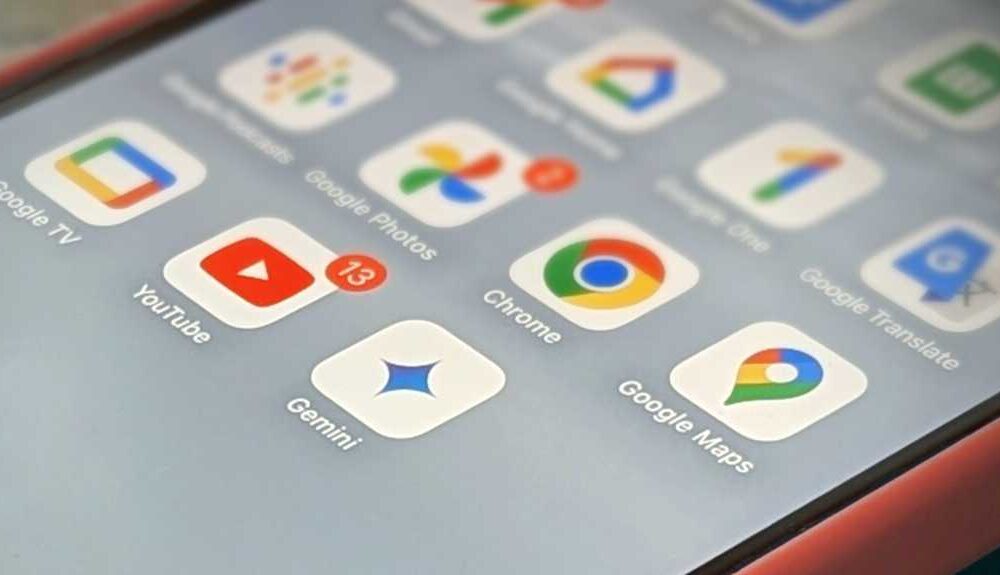 Google Gemini app icon closeup iPhone