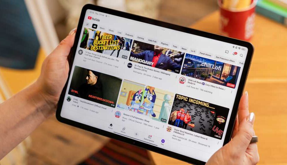 YouTube interface on a tablet - Streaming lifestyle shot