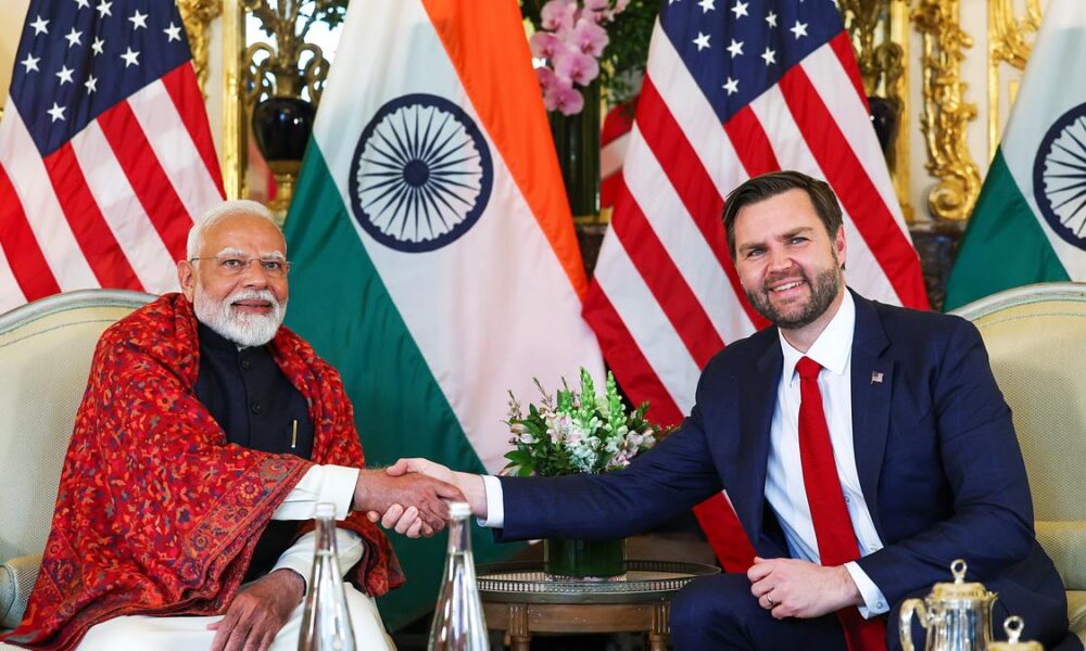 PM Modi meets US Vice President JD Vance, wife Usha in Paris