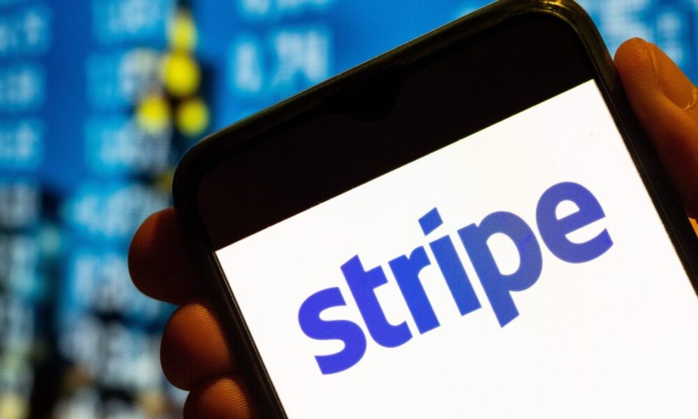 Stripe logo displayed on a smartphone screen.