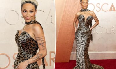 Doja Cat takes the plunge in leopard-print dress on Oscars 2025 red carpet