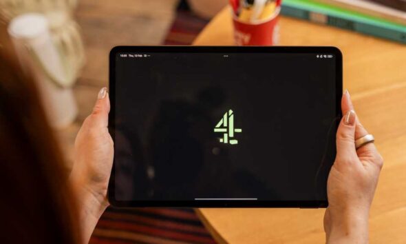 Channel 4 logo on a tablet - Streaming lifestyle shot