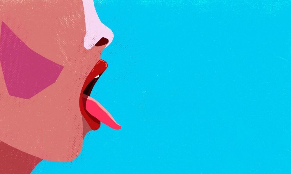 a colorful illustration of an open mouth