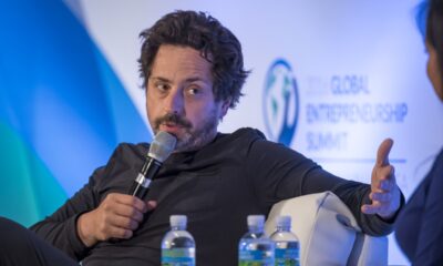 Sergey Brin speaks during the 2016 Global Entrepreneurship Summit (GES) at Stanford University