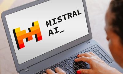 Mistral logo on laptop screen
